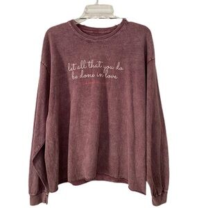 Fifth Sun Faded Maroon Relaxed Crew Neck Long Sleeve Graphic Top Size XL